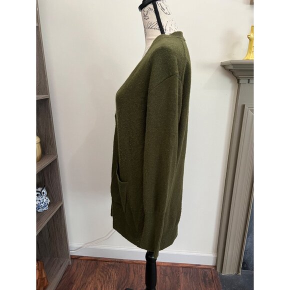 J.Crew Cardigan Green Wool Blend Button Down Oversized Pockets Women's Medium - Picture 10 of 10